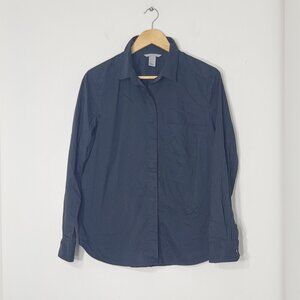 H&M Black Cotton Blend Classic Long Sleeve Collared Button-Down Shirt Size 14